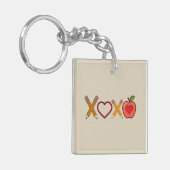 XOXO Teacher Valentijnsdag Pencil en Apple Sleutelhanger (Voorkant Links)