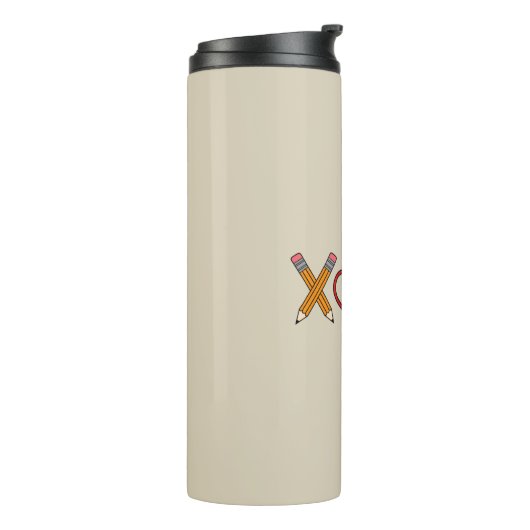 XOXO Teacher Valentijnsdag Pencil en Apple Thermosbeker (Gedraaid links)