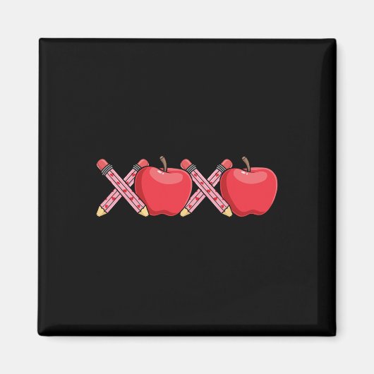 Xoxo Teacher Valentine's Day Pencil And Apple  Magneet (Voorkant)
