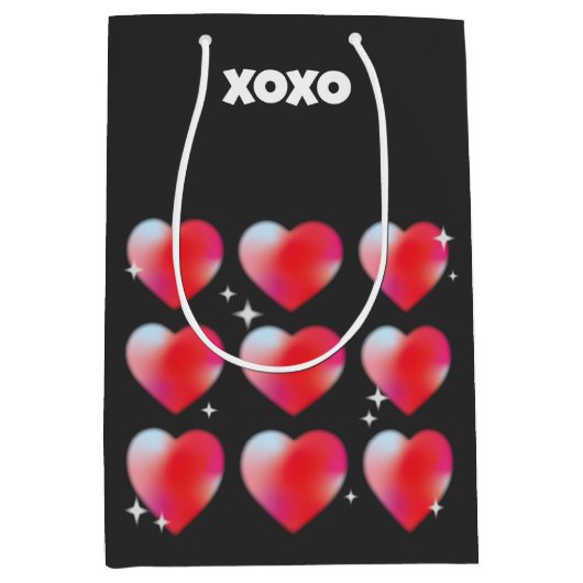 Xoxo tekst romantische rode harten Valentijnsdag Medium Cadeauzakje (Voorkant)