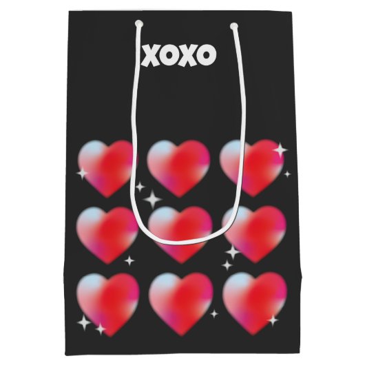 Xoxo tekst romantische rode harten Valentijnsdag Medium Cadeauzakje (Achterkant)