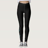 xoxo Turquoise Text Cool Unique Black Leggings (Voorkant)