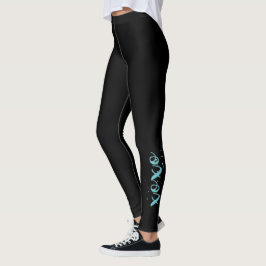 xoxo Turquoise Text Cool Unique Black Leggings