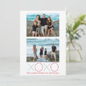 XOXO Twee foto Moderne minimale foto Feestdagenkaart (Staand voorkant)