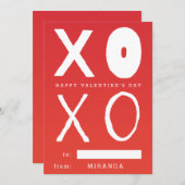 XOXO Typografie Red Valentijnsdag Classroom Feestdagenkaart (Voorkant / Achterkant)