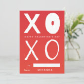 XOXO Typografie Red Valentijnsdag Classroom Feestdagenkaart (Staand voorkant)