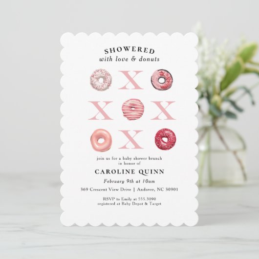 XOXO Uitnodiging Baby shower (Staand voorkant)