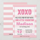 XOXO Valentijn Birthday Invitation (roze) Kaart (Voorkant / Achterkant)