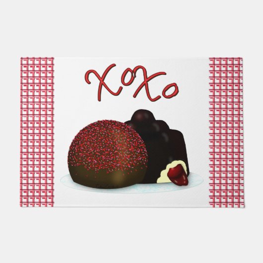 XOXO Valentijn Bonbon en Dark Chocolate Deurmat (Voorkant)