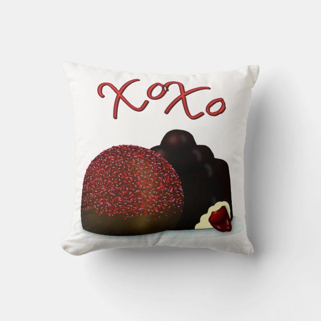 XOXO Valentijn Bonbon en Dark Chocolate Kussen (Voorkant)