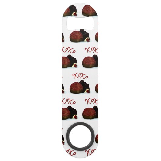 XOXO Valentijn Bonbon en Dark Chocolate Speed Flessenopener (Voorkant)