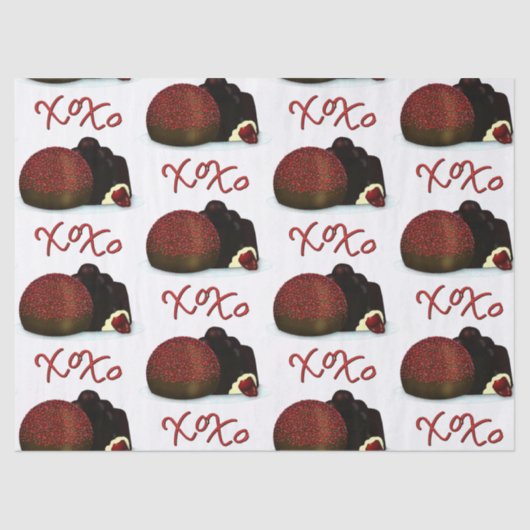 XOXO Valentijn Bonbon en Dark Chocolate Tissuepapier (Voorkant)