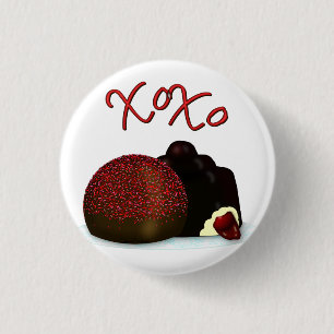 XOXO Valentijn bonbon en pure chocolade Ronde Button 3,2 Cm
