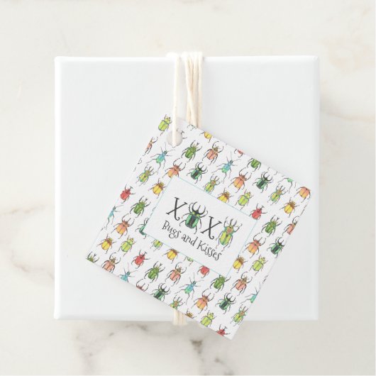 XOXO Valentijn Bugs en Kisses Lovebug Beetles Bedankjes Labels (In situ)