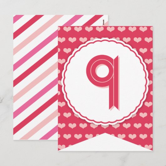 XOXO Valentijn Party Flag Bunting Banner 9 Feestdagenkaart (Voorkant / Achterkant)