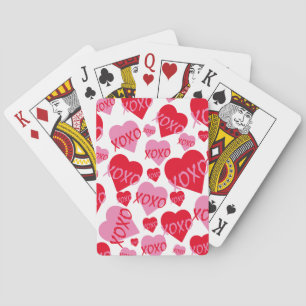 XOXO Valentijn Roze Rood Hartpatroon Pokerkaarten