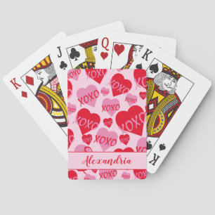 XOXO Valentijn Roze Rood Hartpatroon Roze Pokerkaarten