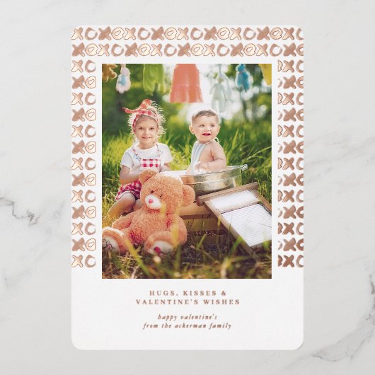 XOXO | Valentijn wenst fotokaart Folie Feestdagenkaart (Voorkant)