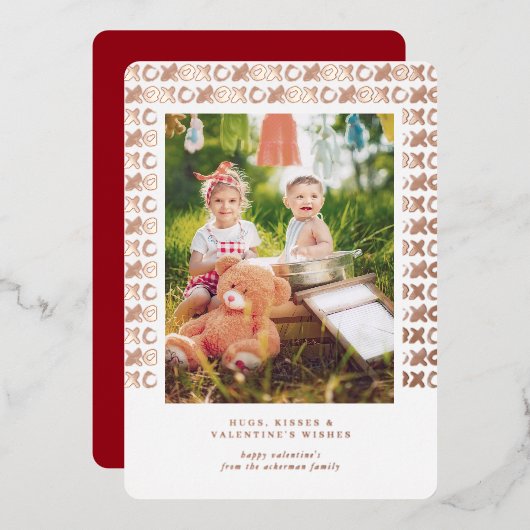 XOXO | Valentijn wenst fotokaart Folie Feestdagenkaart (Voorkant / Achterkant)