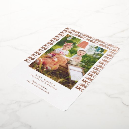 XOXO | Valentijn wenst fotokaart Folie Feestdagenkaart (Gedraaid)