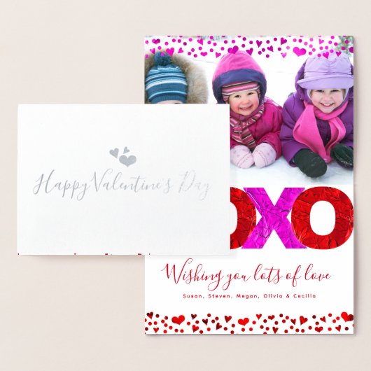 XOXO Valentijn's Day Photo Hearts Bold Modern Real Folie Kaarten (Display)