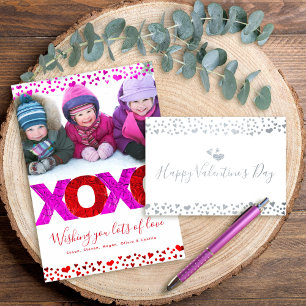 XOXO Valentijn's Day Photo Hearts Bold Modern Real Folie Kaarten