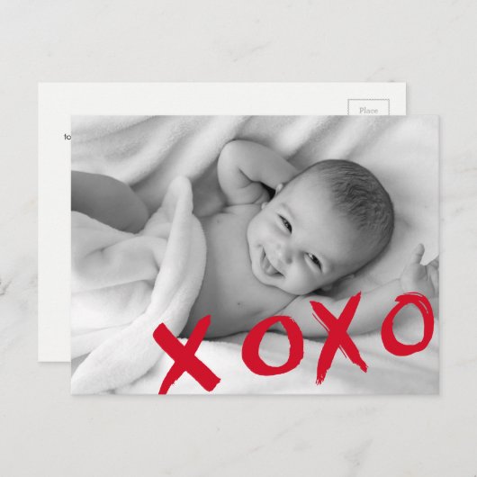 XOXO Valentijns Geboorte Aankondiging baby foto (Voorkant / Achterkant)