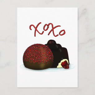 XOXO Valentijnsbonbon en donkere chocolade Briefkaart
