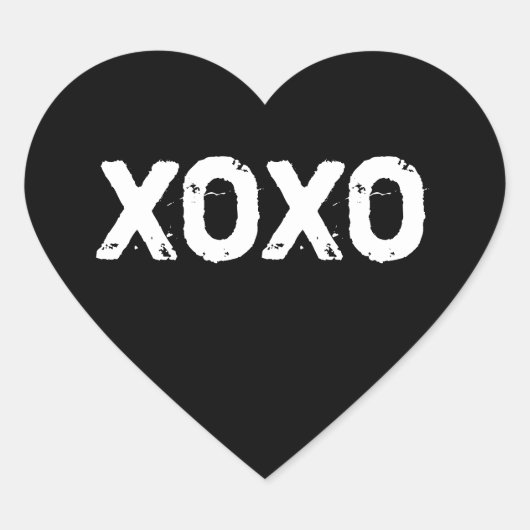 XOXO Valentijnsdag Black White Hugs Kisses Custom Hart Sticker (Voorkant)