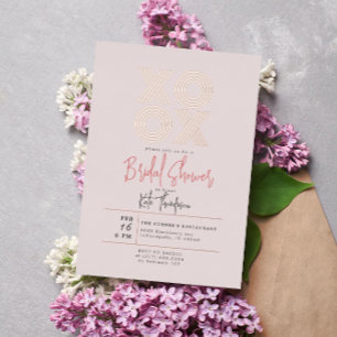 XOXO Valentijnsdag Bruiloft Bridal Shower Roze Gou Folie Uitnodiging