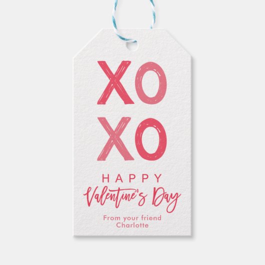 Xoxo Valentijnsdag cadeau label, Valentijnsdag lab Cadeaulabel (Voorkant)