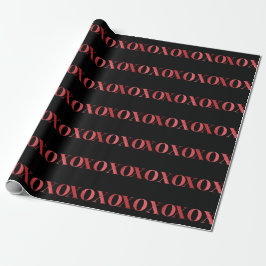 XOXO Valentijnsdag Chic zwart rood glitters Cadeaupapier