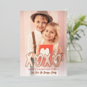 XOXO Valentijnsdag Foto Folie Feestdagenkaart (Staand Voorkant)