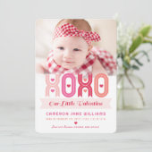 XOXO Valentijnsdag Foto Meisje Geboorteaankondigin Feestdagenkaart (Staand voorkant)