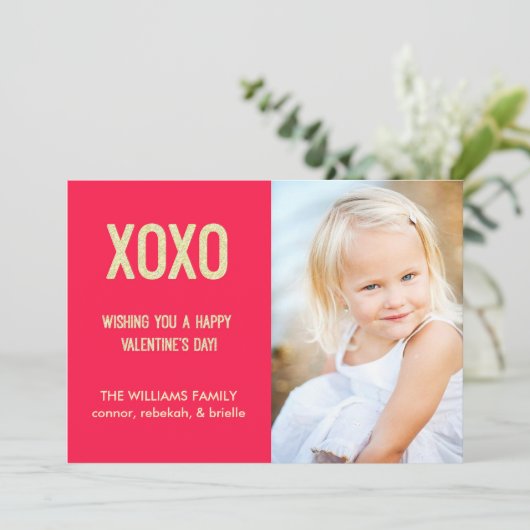 XOXO Valentijnsdag-fotokaart Feestdagenkaart (Staand voorkant)
