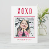 XOXO Valentijnsdag fotokaart gepersonaliseerd Feestdagenkaart (Staand voorkant)