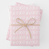 XOXO Valentijnsdag Galentine's Day Roze Wit Inpakpapier Vel (In situ)