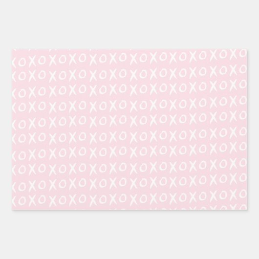 XOXO Valentijnsdag Galentine's Day Roze Wit Inpakpapier Vel (Voorkant)