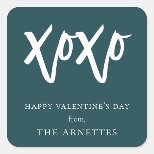 XOXO Valentijnsdag geborsteld script Vierkante Sticker (Voorkant)