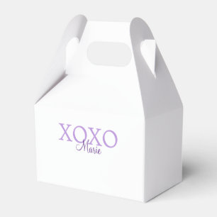 Xoxo Valentijnsdag naam toevoegen paarse pastel mi Bedankdoosjes