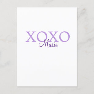 Xoxo Valentijnsdag naam toevoegen paarse pastel mi Briefkaart