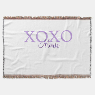 Xoxo Valentijnsdag naam toevoegen paarse pastel mi Deken