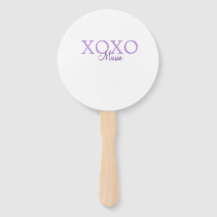 Xoxo Valentijnsdag naam toevoegen paarse pastel mi Handwaaier