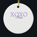 Xoxo Valentijnsdag naam toevoegen paarse pastel mi Keramisch Ornament<br><div class="desc">mooi design</div>
