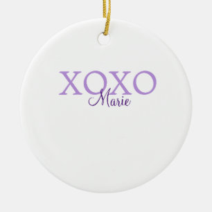 Xoxo Valentijnsdag naam toevoegen paarse pastel mi Keramisch Ornament