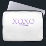 Xoxo Valentijnsdag naam toevoegen paarse pastel mi Laptop Sleeve<br><div class="desc">mooi design</div>