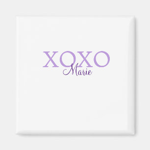 Xoxo Valentijnsdag naam toevoegen paarse pastel mi Magneet
