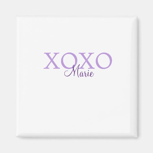 Xoxo Valentijnsdag naam toevoegen paarse pastel mi Magneet (Voorkant)