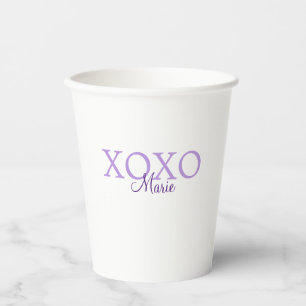 Xoxo Valentijnsdag naam toevoegen paarse pastel mi Papieren Bekers