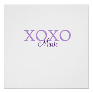 Xoxo Valentijnsdag naam toevoegen paarse pastel mi Perfect Poster